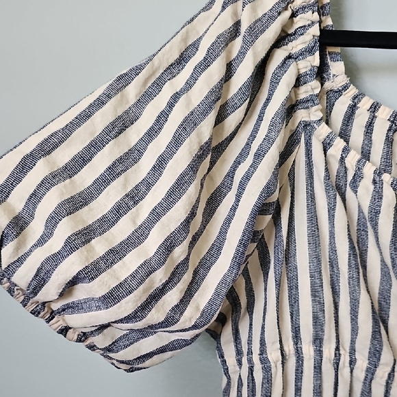 Universal Thread Navy White Linen Blend Milk maid Striped Puff Sleeve Dress XXL - Picture 5 of 14